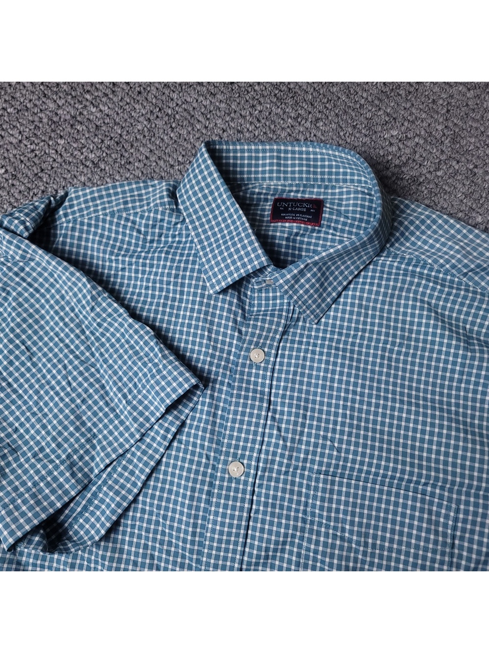 UNTUCKit Shirt Mens XL Green Plaid Short Sleeve Button Nylon Elastane